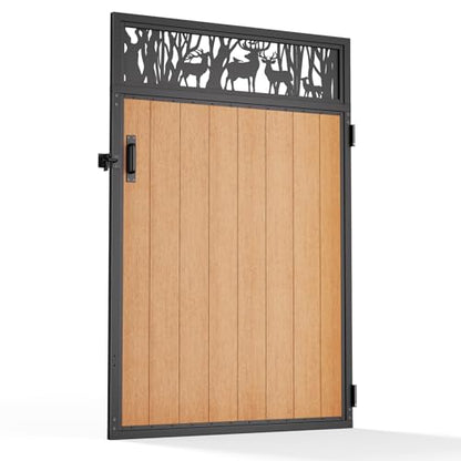 4x6FT (46.78"W X 70.8"H) 201 Stainless Steel Anti Sag Wooden Fence Gate Kit Heavy Duty Garden Gate Frame Hardware Kit Reinforcement (Left/Right Free-Installation) - size: W4xH6 FT-Deer