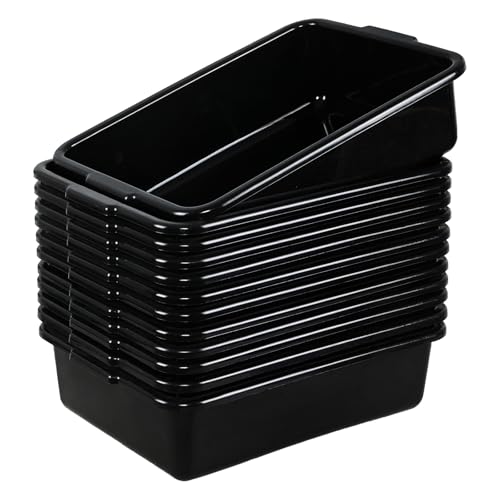 12-Pack Commercial Bus Tubs, Bus Box/Tote Box, Wash Basin Tub with Handles, Black (13 L) - size: 13 L