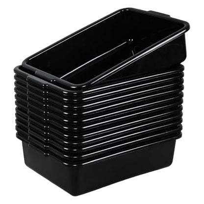 12-Pack Commercial Bus Tubs, Bus Box/Tote Box, Wash Basin Tub with Handles, Black (13 L) - size: 13 L