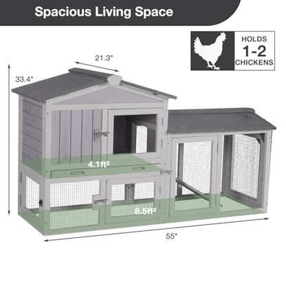 Chicken Coop Outdoor, Wooden Chicken House with Leakproof Tray and Waterproof Roof, Small Chicken Coops for 2 Chickens, Duck House, Rabbit Hutch