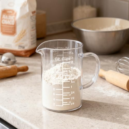 BCnmviku Graduated Glass Measuring Cup 16Oz/2Cups/500ml Easy to Read V-Shaped Spout - High Borosilicate Glass Measuring Cup for Kitchen or Dining (BC-500-oz)