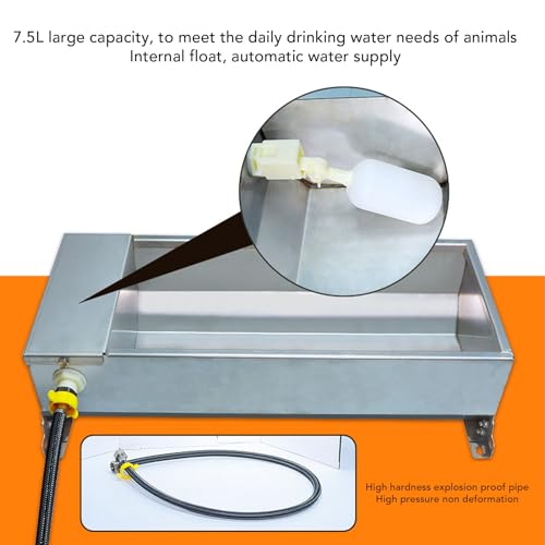 Automatic Water Trough, 19.69 x 8.27 Inch Stainless Steel Livestock Drinking Bowl, Large Capacity Self Filling Feeder for Chickens Ducks Cows Sheep