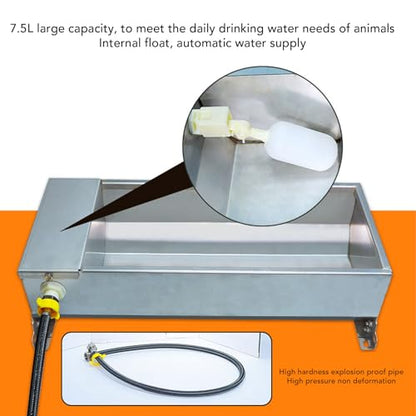 Automatic Water Trough, 19.69 x 8.27 Inch Stainless Steel Livestock Drinking Bowl, Large Capacity Self Filling Feeder for Chickens Ducks Cows Sheep