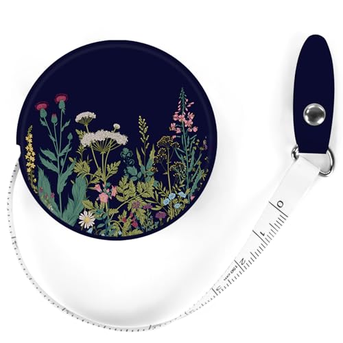 Sewing Tape Measure，Colour Printed Small Retractable Soft Measuring Tape for Tailor Cloth Fabric Body Measurements. - color: Black Flower