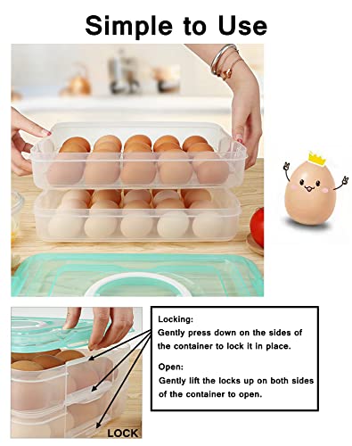 Egg Storage Container for Refrigerator, 3-Layer Deviled Egg Tray, Stackable Fridge Egg Organizer with Lid and Handle, Extra Large Holder, 60 Count Eggs Keeper(transparent 3 layer) | 3-Layer, 60 eggs, Stackable Storage Holder with Handle for Refrigerator f