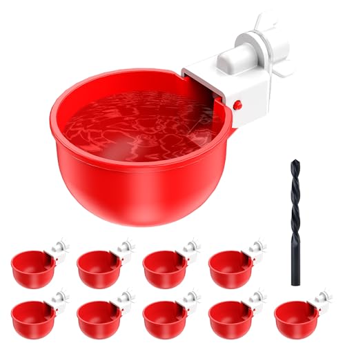 ZenxyHoC Chicken Waterer Cups, 10 Pack Automatic DIY Chicken Water Cup with 3/8'' Hole Saw