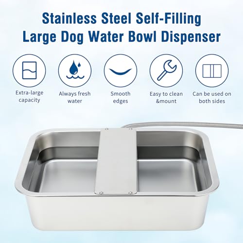 BWOGUE 3 Gal Automatic Dog Water Dispenser for Large Dogs Stainless Steel Outdoor Water Bowl Large Breed Self Filling Dog Waterer Feeder for Dogs Cat Chicken Livestock - size: 3 Gal