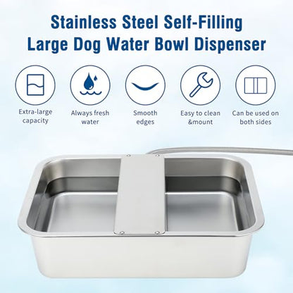 BWOGUE 3 Gal Automatic Dog Water Dispenser for Large Dogs Stainless Steel Outdoor Water Bowl Large Breed Self Filling Dog Waterer Feeder for Dogs Cat Chicken Livestock - size: 3 Gal