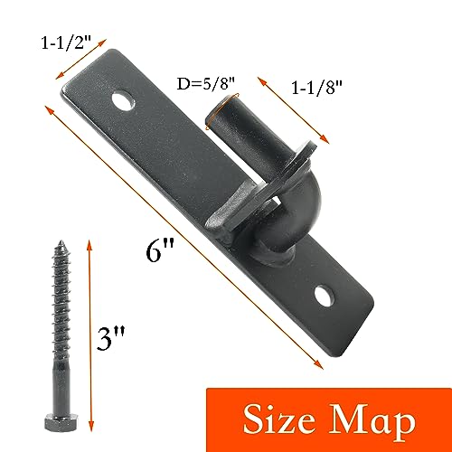Wall Mount Gate Hinge, Sturdy Fence Gate Hinges Fence Post Chain Link Gate Hinge. 2 Pack Black Sturdy Wall Mount Gate Hinges with 5/8 Hinge Pin - color: Black（2）