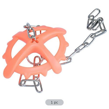Pig Toys for Piglets, Orange Pig Chew Bite Toy, 23.6 in / 60 Cm Chain, Weaning Plaything, Made of Plastic, Promotes Growth, Foraging