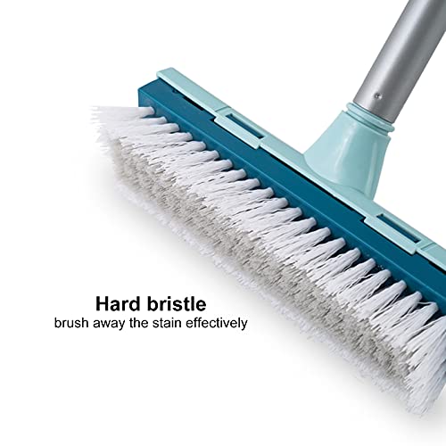 BOOMJOY Floor Scrub Brush with Long Handle, 2 in 1 Scrape and Brush, Stiff Bristles for Cleaning Bathroom, Patio, Garage, Kitchen, Deck, Tile, Blue - color: Blue