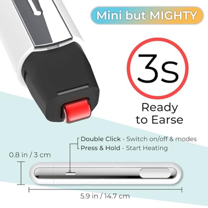 Identity Theft Protection Pen for Permanent Erasing Receipt, Shipping Label, or Any Thermal Prints - Multipurpose Use as Portable Food Bag Heat Sealer, Foil Quill, and Heat Press Pen. (Pure White)