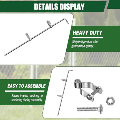 Chain Link Gate Drop Rod Kit 1-3/8" x 32" Cane Bolt for Single or Double Gate, Heavy Duty Galvanized Steel Ground Latch Fence Drop Pin with Extra 2 Gate Frame Hinges(1 Pack) - size: 1-3/8" × 32" (1 PACK)