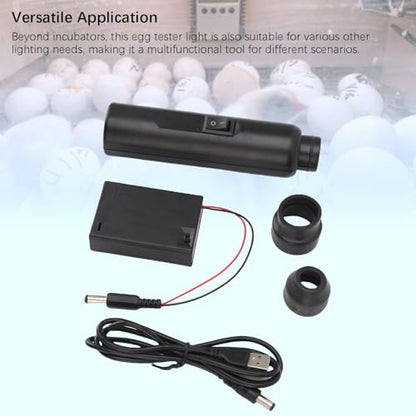 LED Egg Candler, Portable USB Charging Egg Tester Lamp Cool LED Light Candling Lamp for Monitoring Chickens Ducks Quail Eggs Embryo Development