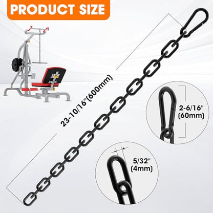 Gate Chain Lock, 23.6 Inch 304 Stainless Steel Chain Fence Gate Latch with Carabiner, Outdoor Hardware Lock Chain for Yards, Pet Cages, Horse Goat Dog Stall Barn and Fence Gates (Black Dia 4mm-1Pc) - color: Black Dia 4mm-1pc