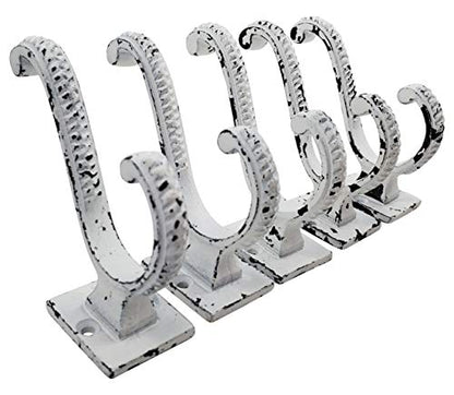 Iron Scroll Coat Hooks - Wall Mounted Rustic Farmhouse Cast Iron DIY Coat Towel Hat Scarf Bag Hook - 5 Pack (Antique White) - style: Scroll (Antique White)