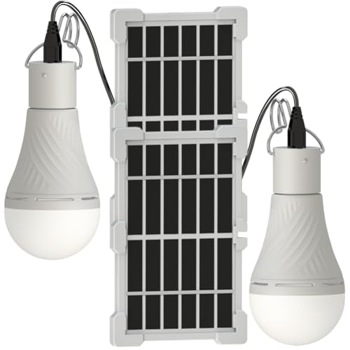 Portable Solar Light with Auto On Off Mode for Indoor Home and Chieken Coop, Solar LED Lights for Camping Tent Emergency, 2-Pack - color: Day light 1.2W
