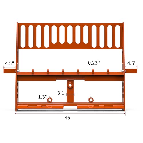 YITAMOTOR 45" Pallet Forks Frame Attachment with 48" Pallet Forks Forklift Blades, 4000 lbs Capacity with 3 Spear Sleeves for Kubota Bobcat Skid Steer Loaders Tractors