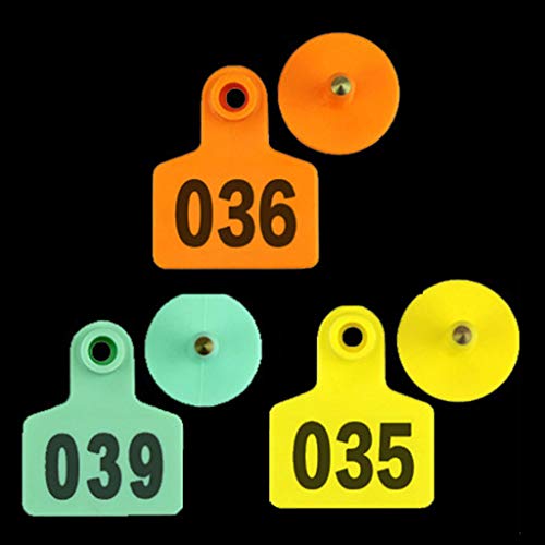 100PCS Soft TPU Ear Livestock Identification Ear Tag Applicator for Goats Sheep Cattle Cows Pigs Cow Ear with Number Cow Ear Numbered Cow Ear Necklace Cattle Ear, Yellow