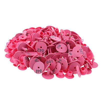 Baosity 100PCS Small Numbered Livestock Ear Tag for Pig, Pink