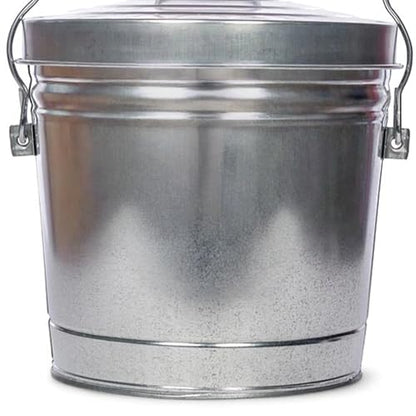 6 Gallon Galvanized Steel Storage Can with Locking Lid - Latching Metal Pail for Dry Goods, Livestock Feed & Outdoor Use