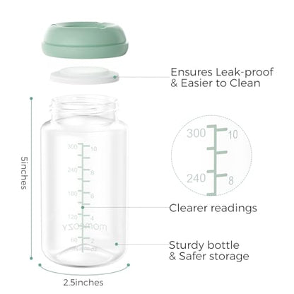 Momcozy Natural Baby Bottle, Wide-Neck, BPA Free Breast Milk Container, Storage Collection Bottle for Fridge & Milk Cooler, Breastfeeding Essential, 11 oz, 4 pcs
