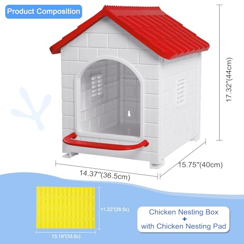 Nesting Boxes for Chicken, Plastic Compartment Chicken Nesting Boxes Coop for Laying Eggs for Hens, Ducks and Poultry - color: Red