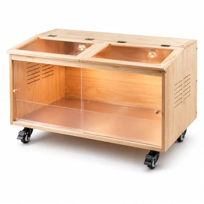 Brooder Box for Chicks, Premium Wooden Chicken Brooder Box with Heat Lamps, Thermostat & Locking Casters, Indoor Chick Brooder Box for Ducklings, Quail and Dwarf Hamster (32x16x16 in) - size: 32.0"L x 16.0"W x 16.0"H