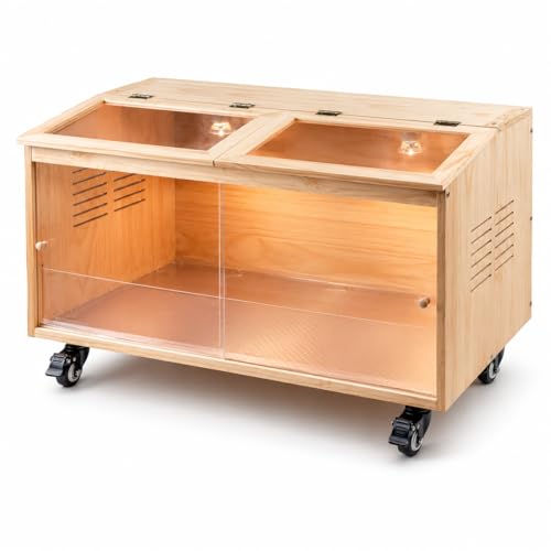 Brooder Box for Chicks, Premium Wooden Chicken Brooder Box with Heat Lamps, Thermostat & Locking Casters, Indoor Chick Brooder Box for Ducklings, Quail and Dwarf Hamster (32x16x16 in) - size: 32.0"L x 16.0"W x 16.0"H