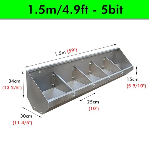Feeding Troughs for Livestock/Piggery/Sheds Pen/Farms, Long 70 90 120 150 180 CM 2M Pig Food and Hay Feeder, Heavy-Duty Poultry Hog Feed Trough, Easy to Clean(1.5m/4.9ft - 5bit) - size: 1.5m/4.9ft - 5bit