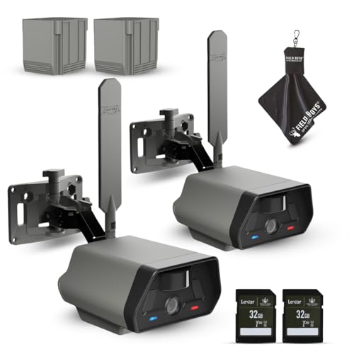TACTACAM Defend Cellular Security Camera 2-Pack Bundle – 2 Rechargeable Batteries + 2 Lexar 32GB SD Cards – 4G LTE, No WiFi Needed – Wireless Outdoor Camera for Property, Cabin, Ranch, Job Site
