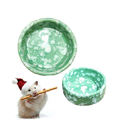 kathson 2 Pcs Hamster Food Bowl Guinea Pig Ceramic Water Bowl Small Animal Feeding Dish for Dwarf Hamster Gerbil Syrian Ferret Hedgehog Chinchilla Bunny (Green)… - color: Green