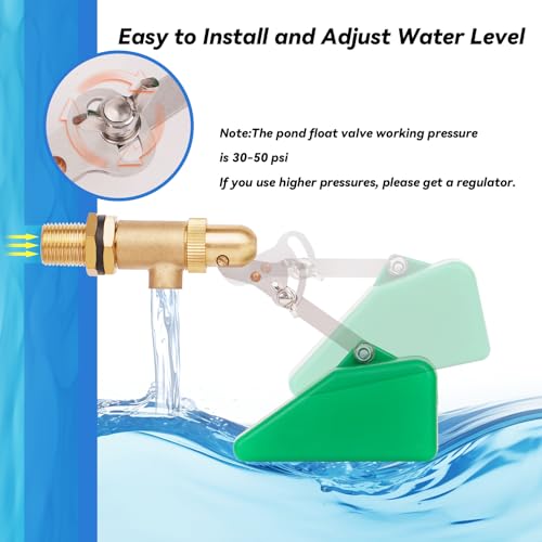 2Pcs Brass Float Valve 1/2 Inch Livestock Water Tank Float Valve with Adjustable Arm for Water Trough Water Float Valve for Automatic Waterer,Aquariums,Ponds,Aquaculture, Hydroponics