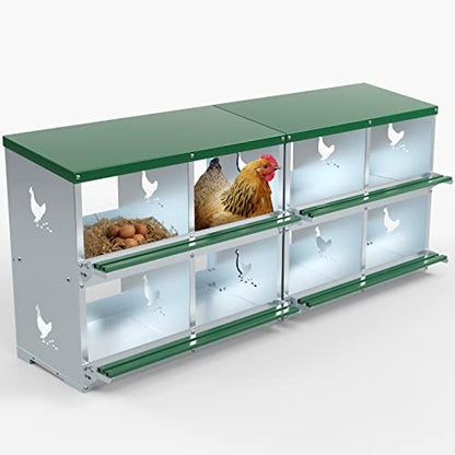 TOCRETOARE Chicken Nesting Boxes, 8 Hole Nesting Box for Laying Eggs, Heavy Duty Metal Nest Boxes for Chicken and Poultry to Collect Eggs, Chicken Laying Boxes Hens Chicken Coop Box - size: 8 Hole