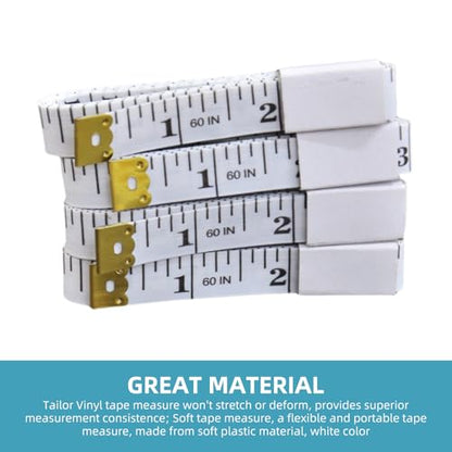 HESSION 2 Pack Soft Ruler 60-Inch Double Scales Measuring Tape White