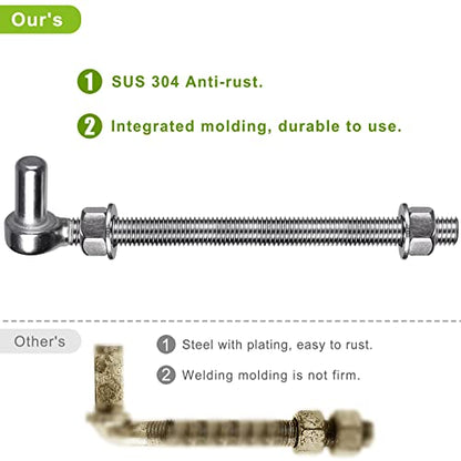 Insaga J Bolt Gate Hinge, 304 Stainless Steel Farm Gate Hinges, M12 x 8'' Gate Hinge Bolt 5/8'' for Chain Link Fence/Farm/Wooden Fence/Driveway, Supports up to 500lbs, 4pcs - color: M12-8''-4PCS