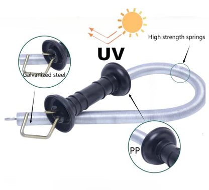 2 Set Electric Fence Spring Gate Kit 16.4ft | Open/close gate without power off. High tensile galvanized spring