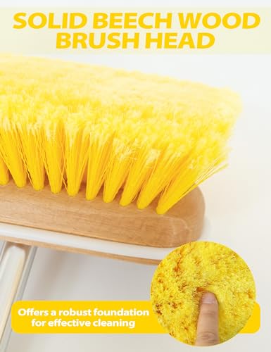 BLUEWING 4ft/6ft/8ft Heavy Duty Deck Brush with Carbon Fiber Long Handle and Soft/Medium/Hard Bristle Scrubbing Washing Outdoor Boat Cleaning Brushing Tools - color: Yellow - Soft, size: 6ft