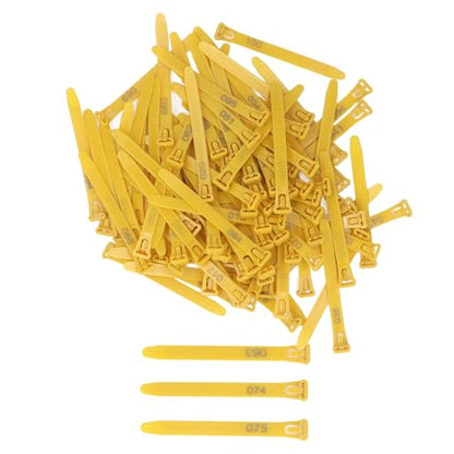 Tissting 1-100 Numbered Poultry Leg Bands, Reusable Chicken ID Rings for Ducks Chicks Geese Pigeons Easy Identification Tracking Management (Yellow) - color: Yellow