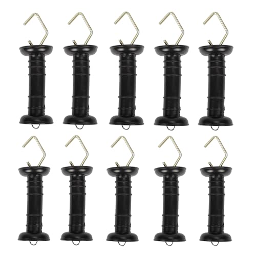 10 Pcs Plastic Electric Fence Gate Handle Insulators, Gate Handle with Spring Handle Heavy Duty Electric Fence Gate Handle Spring Gate Handles for Electric Fence, Black