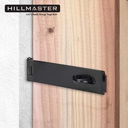 HILLMASTER Heavy Duty Door Hasp Latch 7-3/4" Extra Thick Steel Safety Gate Door Lock Padlock Clasp Hasp Lock Latch for Fence Gate Barn Door Shed Closet Cabinet, Black Finish - size: Straight