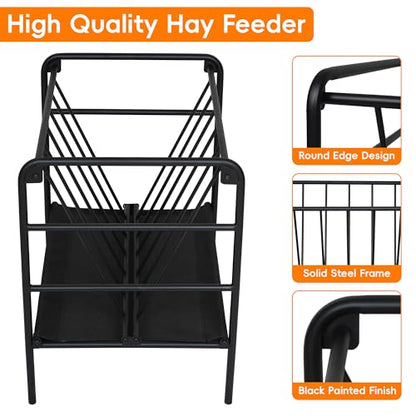 Hay Feeder, 35 Gallon Heavy-Duty Pasture Feeder, Metal Livestock Feeder for Ponies, Goats, and Sheep, Outdoor Pasture Grain and Hay Feeding Trough