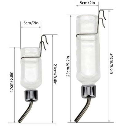2 Pcs Pet Cage Water Bottle No Drip Small Animal Water Bottle, Hanging Waterer for Rabbit, Guinea Pig, Hedgehog, Squirrel, Rat, Chinchilla, Hamster Dispenser Bottle