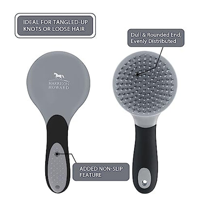 Harrison Howard Horse Mane and Tail Brush - Professional Grooming Brush, Equestrian Detangler, Non-Slip, Black - color: Black