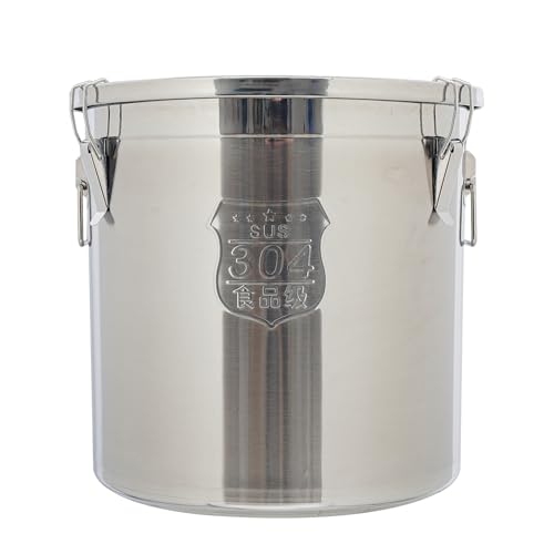 DYNAMI 12.7Gal 304 Stainless Steel Rice Storage Container,Extra Large Food Grade Canister,40-90Lbs Sealed Rice Bucket with Airtight Lid and Locking Buckle,for Rice, Flour, Grain (48L)