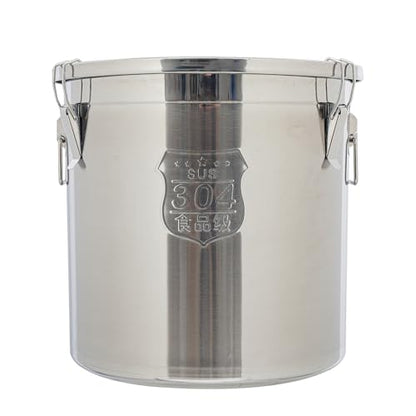 DYNAMI 12.7Gal 304 Stainless Steel Rice Storage Container,Extra Large Food Grade Canister,40-90Lbs Sealed Rice Bucket with Airtight Lid and Locking Buckle,for Rice, Flour, Grain (48L)
