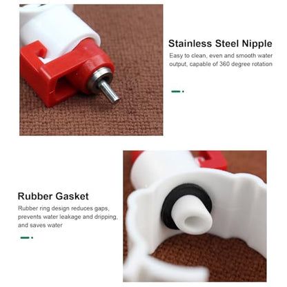 Chicken Waterer Nipples, Durable Steel Ball Valve, Automatic Drinking Spout, Clip 25mm Pipe, Farm Waterer for Chickens, Ducks, Geese, Poultry Drinking System, Farm