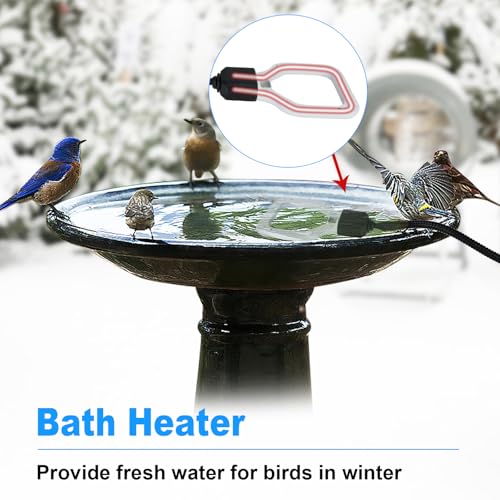 500W Bird Bath Heater, Storage Tank Heater, Cast Aluminum De-icer, Thermostation-Controlled Water Heater, for Winter Livestock, Poultry, Animals, Birds Drinking