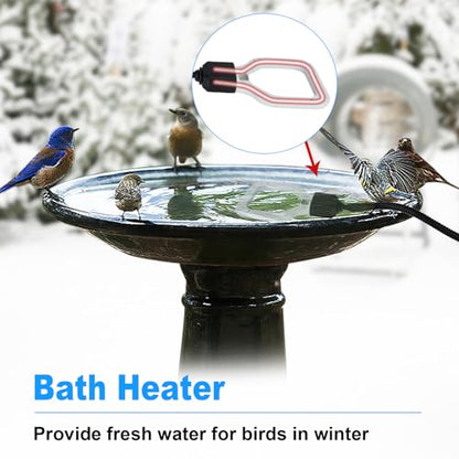 500W Bird Bath Heater, Storage Tank Heater, Cast Aluminum De-icer, Thermostation-Controlled Water Heater, for Winter Livestock, Poultry, Animals, Birds Drinking