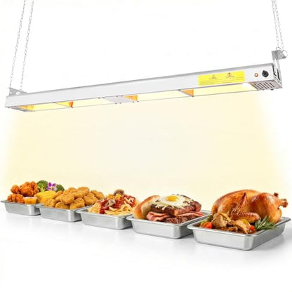 55-Inch Food Heat Lamp - 1400W Commercial Food Warmer Lamp Overhead Stainless Steel Catering Heat Lamps Electric Strip Heater for Restaurant Buffet Parties Kitchen, Silver 115V - color: Silver, size: 55 Inch